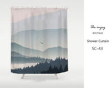 Blue Mountain and Bird Shower Curtain