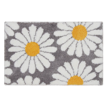 Feblilac Cute Daisy Bath Mat, Black/Purple/Red/Yellow/Green Floral Bathroom Rug, 16"x24" Soft Plush Water-Absorbent,  Anti Slip Toilet Mat, Soft Thick Bathroom Carpet, Art Bathroom Mats, Best Bath Rugs, Hot Shower Mat Non Slip, Toilet Rug