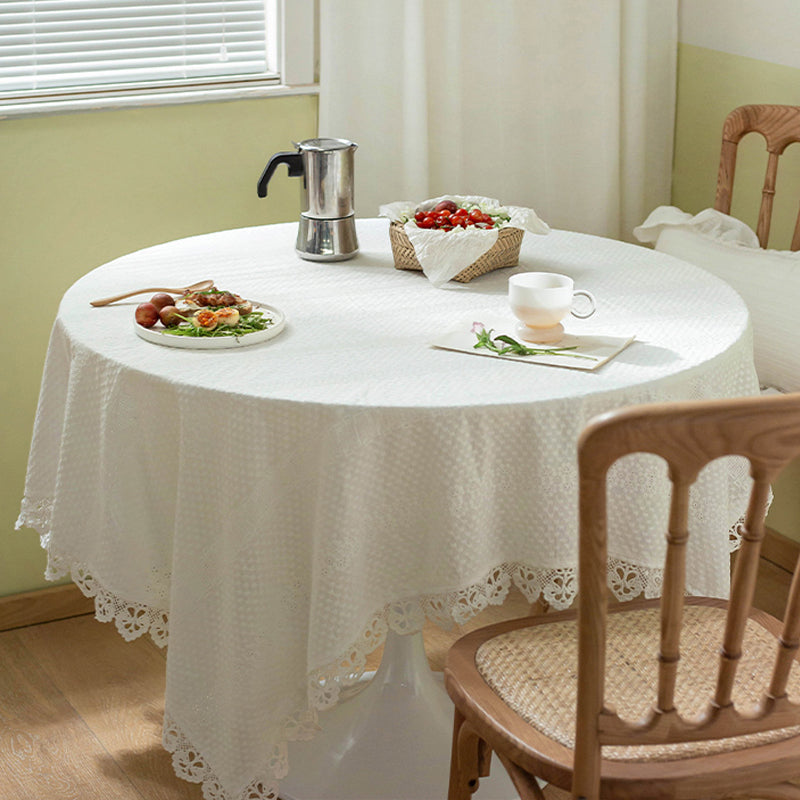 Natasha tablecloth lace round table cotton white high-end table cloth cover