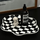 Nordic ins style checkerboard ceramic plate jewelry storage plate dessert plate dessert plate home decoration
