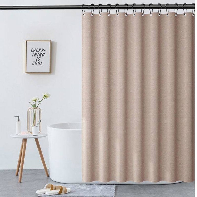 Borwn Thick Linen Fabric Shower Curtain