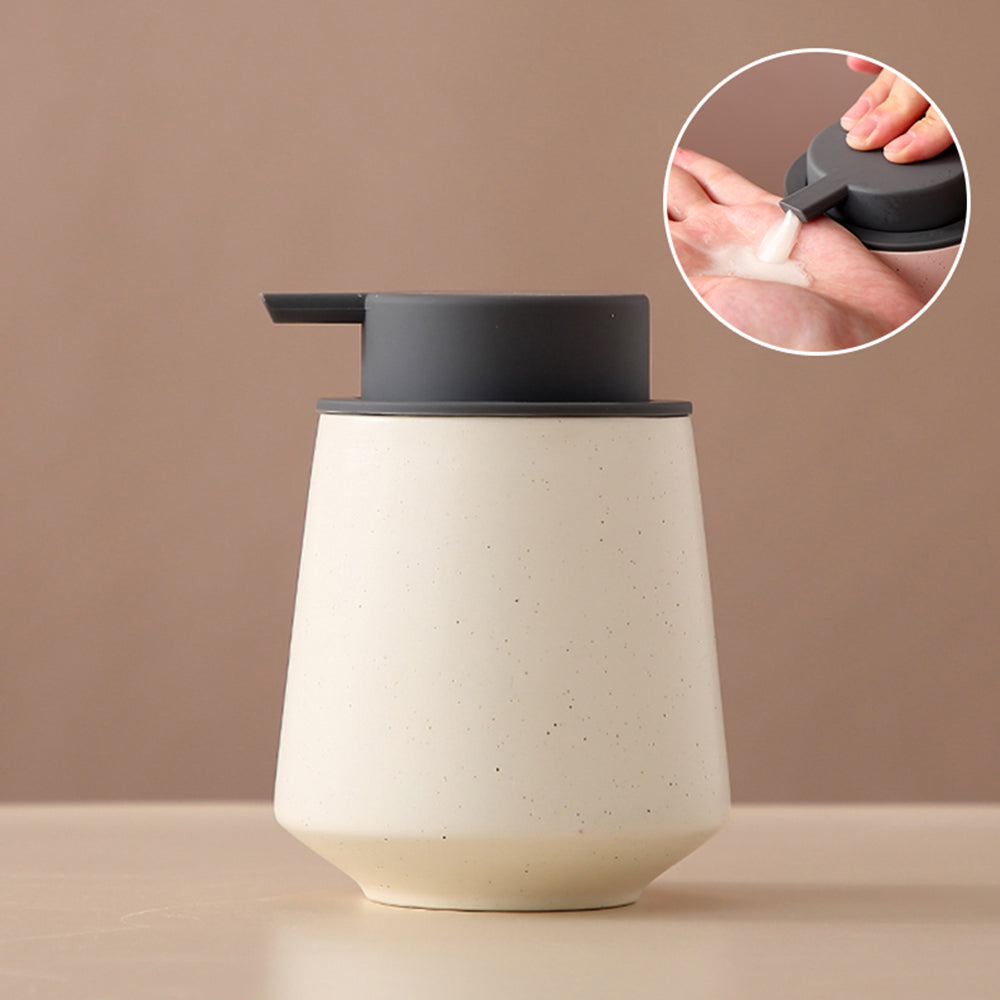 Ceramic Soap Dispenser, Emulsion bottle Pump Bathroom Bottle, Simple Design, Refillable Reusable Lotion Pump for Bathroom Kitchen, 400ml/13.52oz