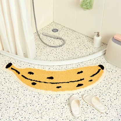 Cute Banana Bath Mat, Irregular Fruit Bathroom Rug, Tufting Mat for Bathroom
