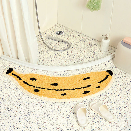 Cute Banana Bath Mat, Irregular Fruit Bathroom Rug, Tufting Mat for Bathroom