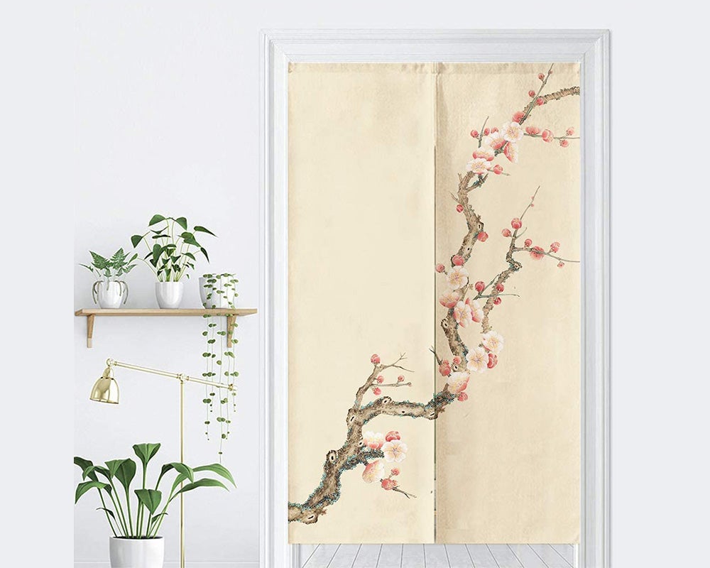 Japanese Floral Noren Doorway Curtain