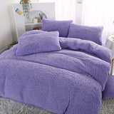 Poly Blue/Purple/Pink Milk Berber Fleece Duvet Cover Bedding Set