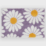 Feblilac Cute Daisy Bath Mat, Purple Floral Bathroom Rug