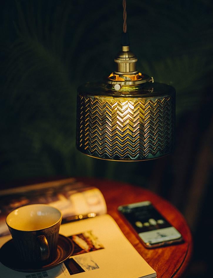 Emerald Fluted Dome Glass Pendant Light