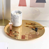 Nordic Style Gold Stainless Steel Round Metal Tray 11"x11", Service Plate, Jewelry Tray, Decoration Tray