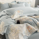 Luxurious Long-staple 100% Cotton Embroidery Duvet Cover Bedding Set Blue/Pink/White/Red