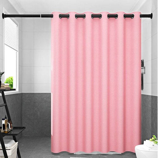 Thick Pink Linen Fabric Shower Curtain