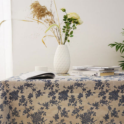 Blue Floral Pattern Tablecloth