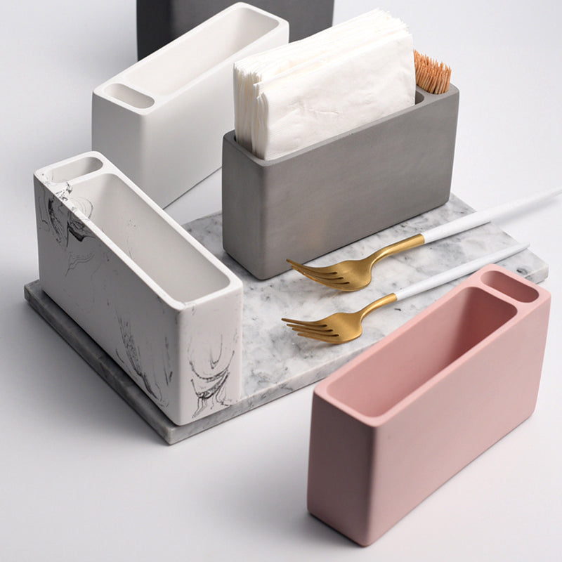 Nordic ins cement tissue box dining table tissue holder storage box toothpick box restaurant square tissue holder