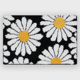 Feblilac Cute Daisy Bath Mat, Grey Floral Bathroom Rug