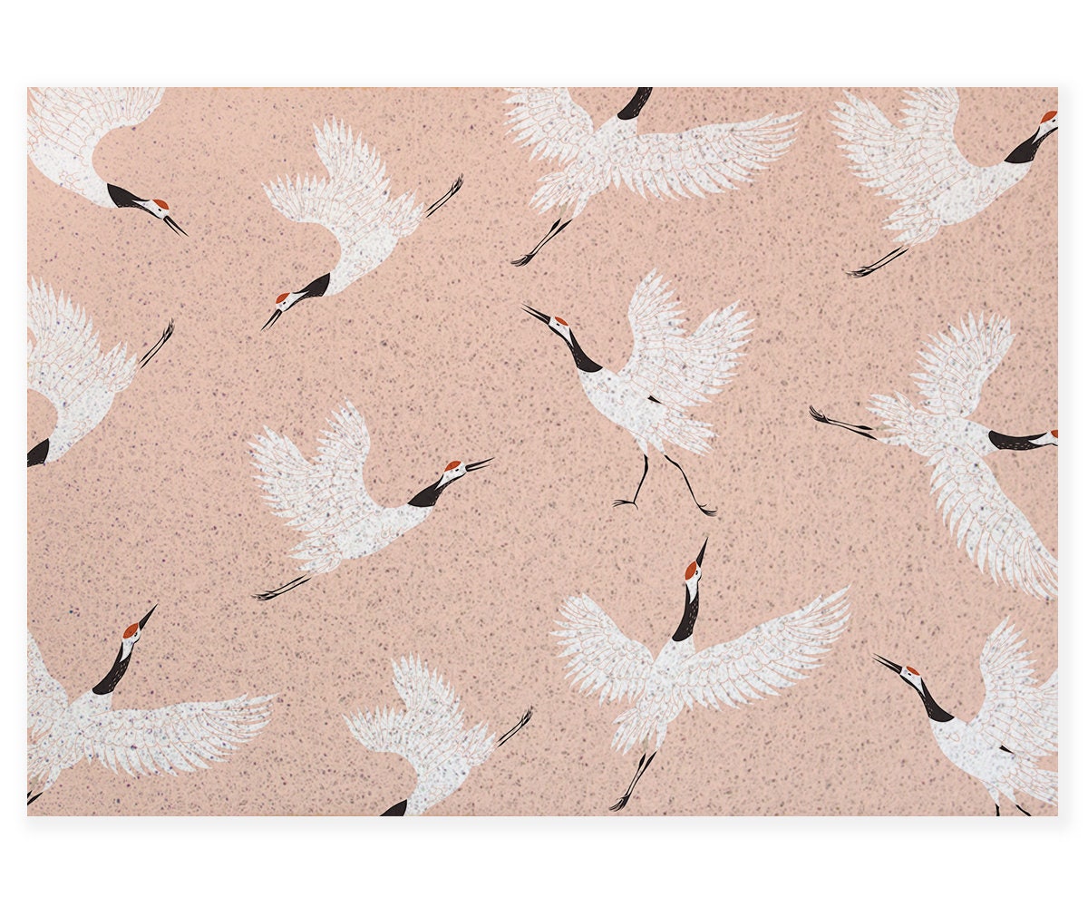 Pink Dancing Crane PVC Entrance Mat