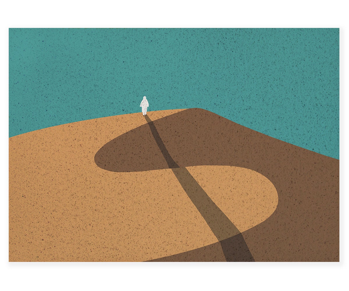 Walking Man in Desert PVC Entrance Mat