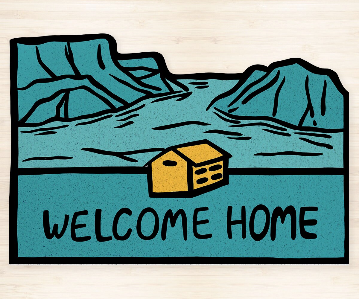 Blue Welcome Home Camping PVC Entrance Mat