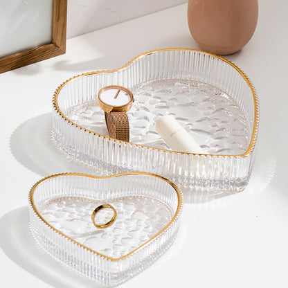 Nordic Phnom Penh Heart-shaped Glass Plate Dessert Plate Fruit Plate Aromatherapy Tray Storage Plate Jewelry Plate Platter