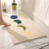 Moon Phase Bath Mat Beige Background, Bathroom Rug, Soft Plush Water-Absorbent Mat, Machine Washable