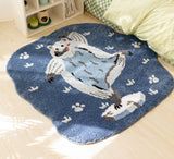 Dancing Polar Bear Bedroom Mat, Cute Cartoon Animal Mat for Kid's Room, Living Room Area Carpet, 43x43 inches