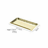 Nordic Style Gold Embossed Pattern Stainless Steel Jewelry Tray, Decoration Tray