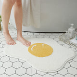 Cute Fried Egg Bath Mat, Lovely Bathroom Rug, White Yellow Bath Rug, Multiple Sizes Available