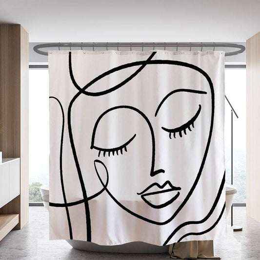 Black and White Woman Face Shower Curtain