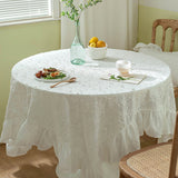 Nina French solid color round table tablecloth high-quality Nordic table cloth art lace coffee table cover towel rectangular custom
