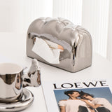 Nordic style electroplating silver ceramic toast tissue box light luxury living room drawing paper box tissue storage box
