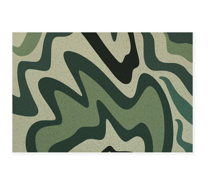 Abstract Green Wave Pattern PVC Entrance Mat