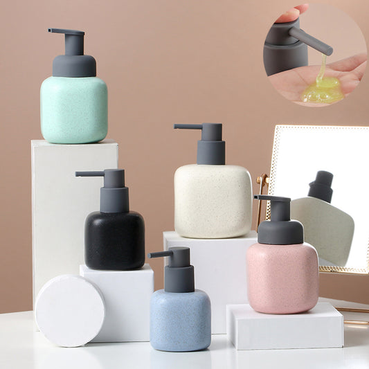 Ceramic Soap Dispenser, Liquid Bathroom Bottle, Simple Design, Refillable Reusable Lotion Pump for Bathroom Kitchen
