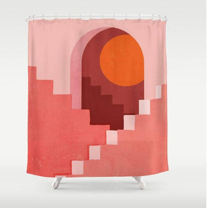 Pink Floor and Sunset Shower Curtain