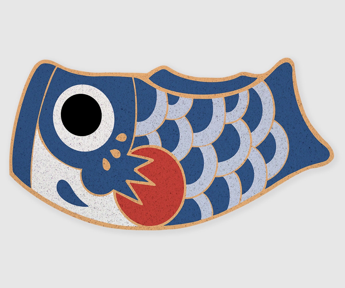 Blue Japanese Koi PVC Entrance Mat