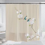 Two Birds and White Flowers Shower Curtain