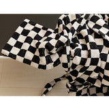 Black & White Checkerboard Cotton Bathrobe