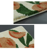 Lovely Peach Bath Mat, Green Pink Bathroom Rug, Cute Fresh Fruit Decor for Home, Housewarming Gift Idea for Nature Lover, 50x70cm or 19x27 inches