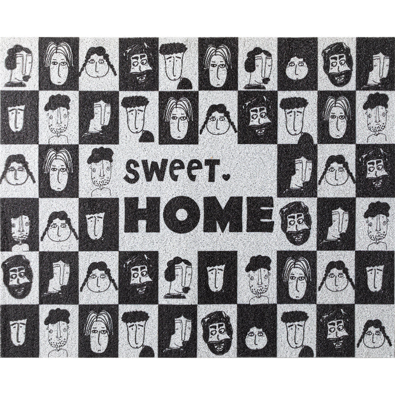 Black and White Sweet Home Face PVC Entrance Door Mat