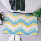 Blue White Yellow Zigzag Texture Bath Mat