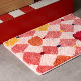 Lovely Pink Checkerboard Bath Mat