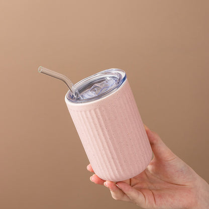 Ceramic Mug with Straw | Solid Color