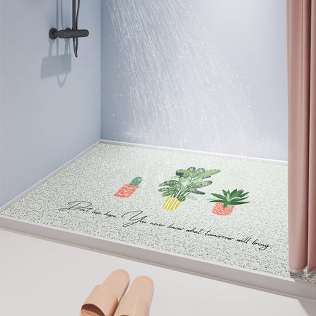 Green Plants PVC Bathroom Mat