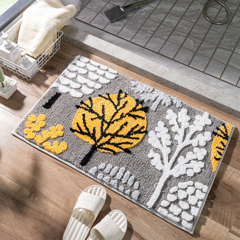 Leaves flower and Forest Bath Mat
