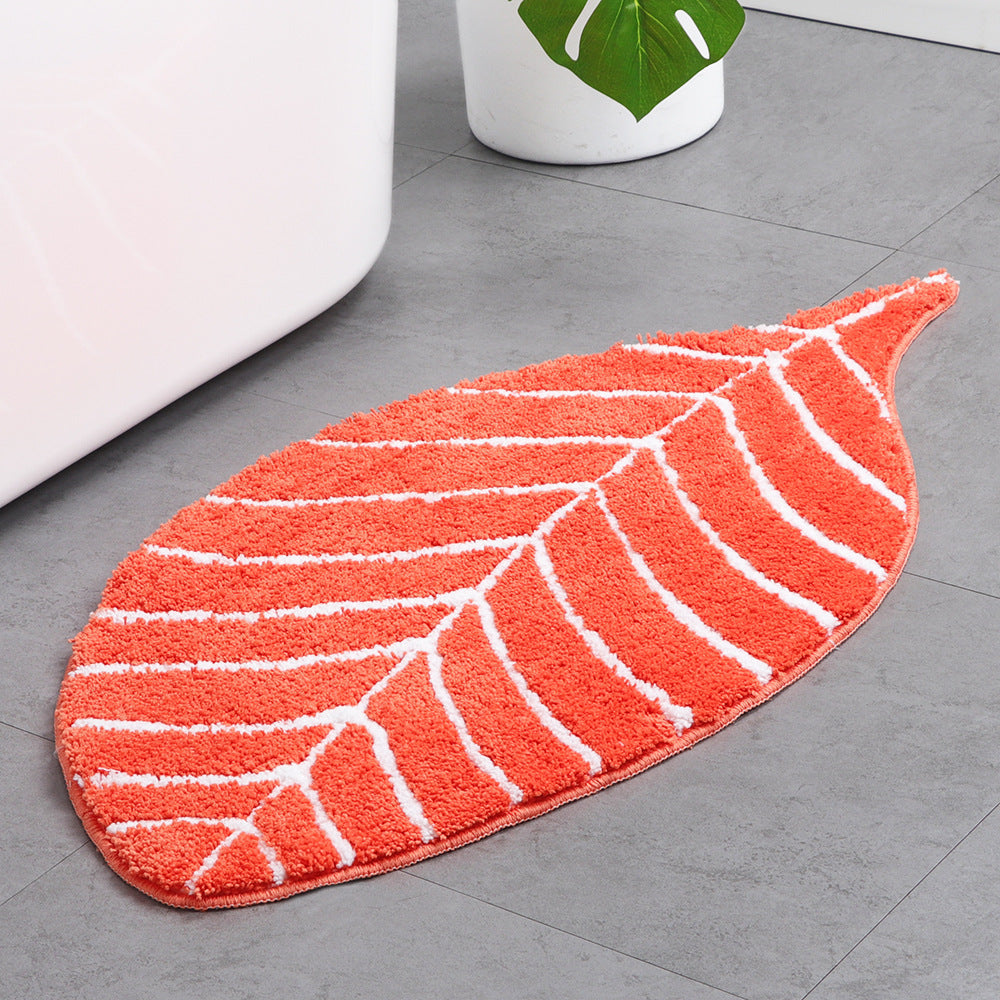 Feblilac Soft Red Leaves Bathroom Rug, 19.6'' x 37.4'', Floral Non Slip Bathmat, Red Plants Bathroom Rugs, Anti Slip Toilet Mat, Soft Thick Bathroom Carpet, Art Bathroom Mats, Best Bath Rugs, Hot Shower Mat Non Slip, Toilet Rug