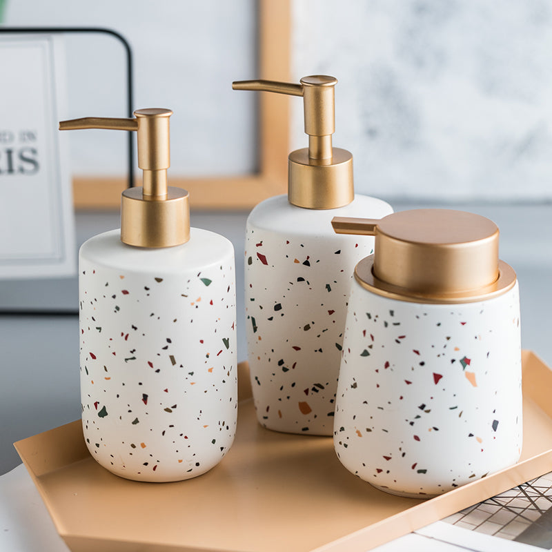 Ceramic Soap Dispenser, Liquid Soap Pump Bottle, Colorful Marble Texture