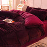 Solid Color Poly Mink Flannel Puffy Duvet Cover Bedding Set