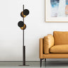 Simple Circular Standing Light Metal 2 Heads Living Room Floor Reading Lamp in Black