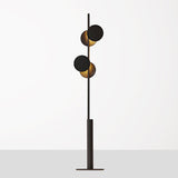 Simple Circular Standing Light Metal 2 Heads Living Room Floor Reading Lamp in Black