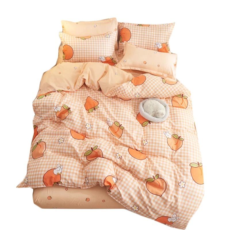 Peachy Grid Bedding Set