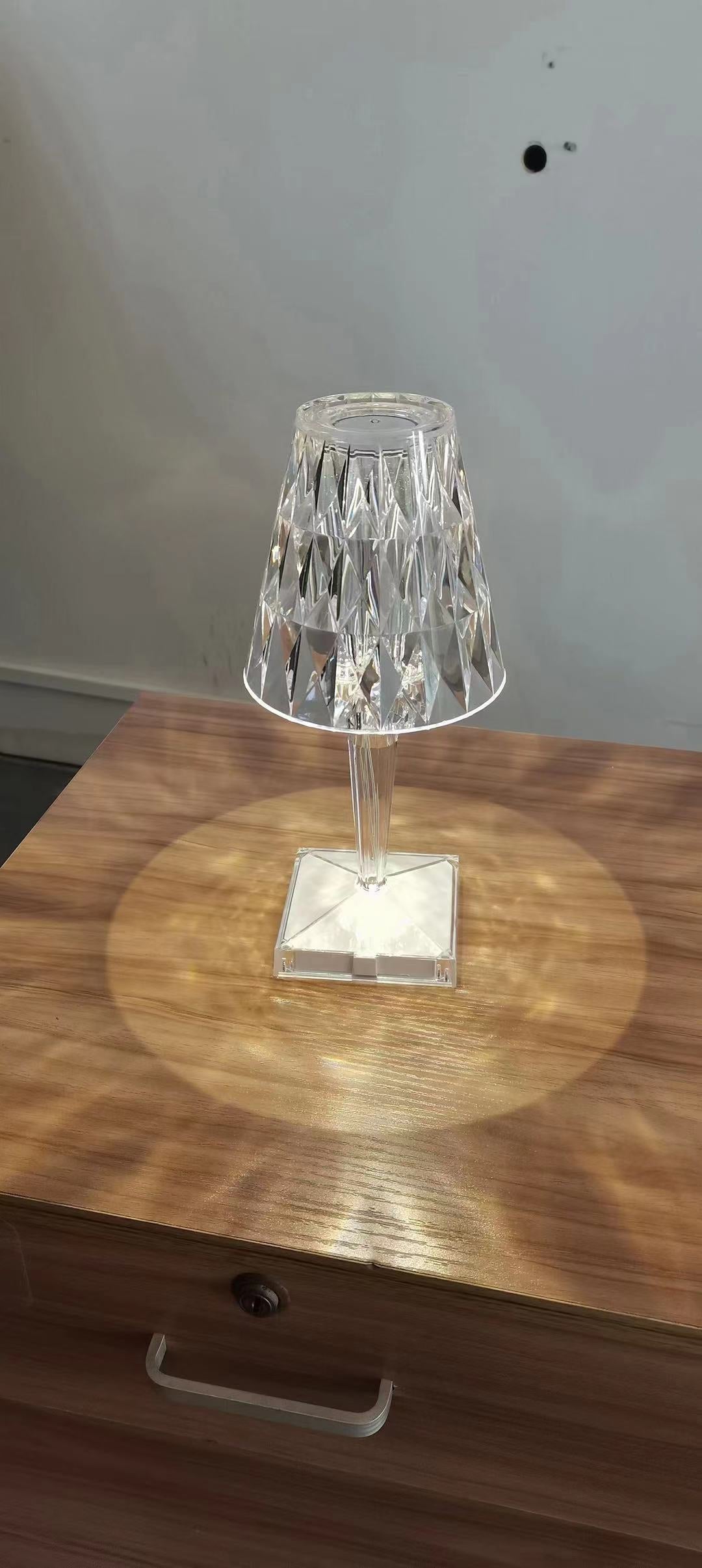 Battery Table Lamp, Clear Crystal