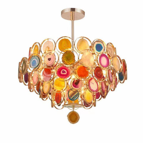 Colorful Slice Agate Chandelier for Foyer